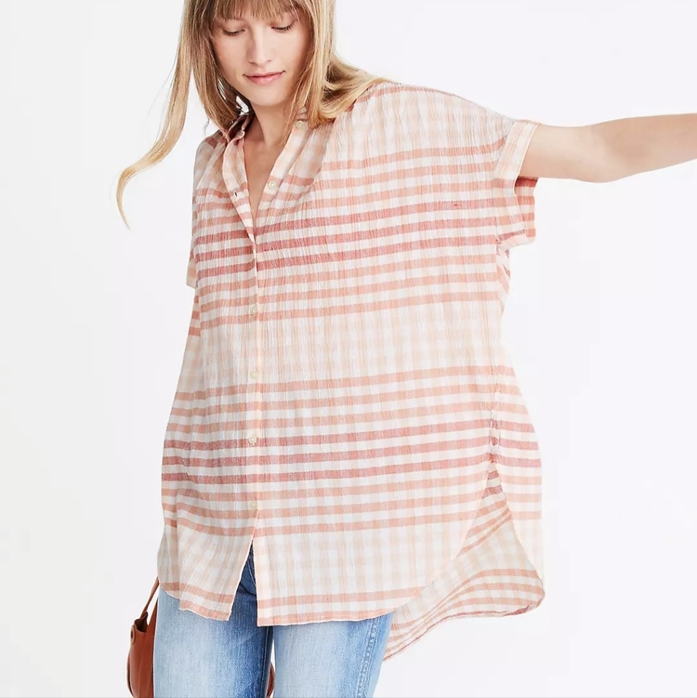 Madewell Central Tunic Shirt In Ombre-Gingham